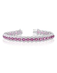 14K White Gold 0.62ct Diamond and Pink Tourmaline Bracelet