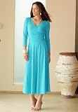 Chadwicks Long Faux-Wrap Knit Dress (DARK RED,2P)