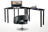 Modern Black Glass Corner Computer Desk with 35" Extension