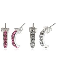 Disney Princess Girls Sterling Silver & Crystal 2 Piece Hoop Earring Set