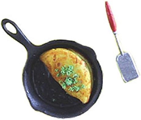 Dollhouse Miniature Skillet Omlet with Pan & Spatula
