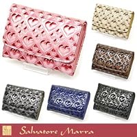 財布 エナメル ハート Salvatore Marra サルバトーレマーラ 6カラー SM1112 【レディース】【さいふ サイフ saifu】【ブランド アウトレットセール】 折り ショートウォレット☆l-054☆　グレー