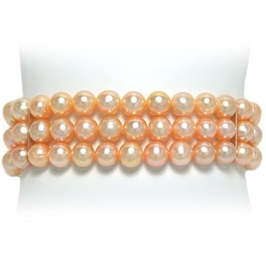 HinsonGayle Triple Strand 7-8mm Pink Baroque Pearl Stretch Bracelet {Clearance Sale}