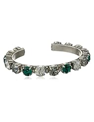 Sorrelli "Viridescence" Round Cut Crystal Silver-Tone Cuff Bracelet, 5.5"