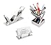 ArtsOnDesk Modern Art Desk Accessory 3-pc Set St2 Stainless Steel Satin Finish Patented Business Card Holder Tape Dispenser Pen Holder Pencil Holder Luxury Office Organizer Desktop Holiday Gift