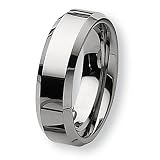 Chisel Beveled Edge Polished Tungsten Ring (7.0 mm) - Sizes 7-13
