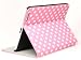 NTK Premium Dalmation Series For Apple New iPad 3 iPad HD iPad 2 Plaid Polka Dots Pattern Folio Leather Smart Cover Case Tartan Style With Inner Hard Armor Case/Base (Pink/White)