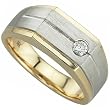 0.12 Ct. Round Brilliant Cut Diamond, 14Kt. Two Tone Gold. Diamond Solitaire Men's Ring