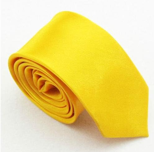 1pc Retail Cheap British Casual Style Tie for Men Plain Narrow Arrow Necktie Skinny Solid Color Neckwear WHS28 (Golden Yellow-13)