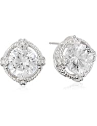 Sterling Silver Simulated Diamond Round 9mm Stud Earrings