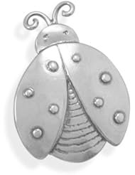 Oxidized Lady Bug Pin/Pendant, Sterling Silver