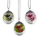 Rose Necklace featuring stainless steel & rubber. Available in 3 colors and 4 lengths 16, 18, 20 and 22. Featured here from left - right: yellow, green and pink.