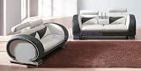 White Black Leather Contemporary Living Room Set of Sofa and Loveseat