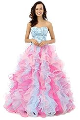 Organza/Satin Lace  Pleated Open-Back Sequined  Beaded Applique  Sweetheart  Ball Gown Quinceanera Dress  With Rhinestones and Ruffles