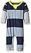 Burts Bees Baby Baby Boys' Organic One-Piece Romper Coverall, Midnight Rugby Stripe (18 Months)