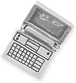 SCJ Sterling Silver Charm Pendant Laptop Computer Movable 3d