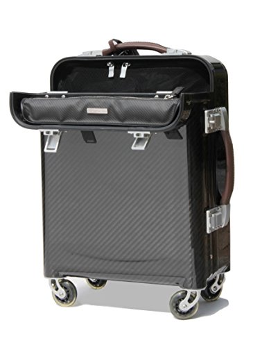 (テクノモンスター)Teckno Monster キャリーバッグ カーボンファイバー カーフレザー ( 26L ) チャコールグレー ブラウン 画像