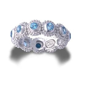 Buy .925 Sterling Silver Designer Beaded Eternity Ring with Blue Topaz by AYA AZRIELANT