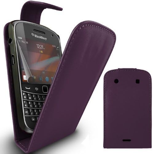 Names4U Purple Leather Flip Case For Blackberry 9900 Bold Touch &amp; Screen Protector