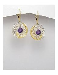 Gem Stones Earrings In 92.5 Sterling Silver