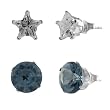 Sterling Silver Round-cut and Star-shaped Cubic Zirconia Stud Earrings (Set of 2)