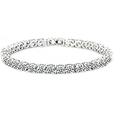 TE Tennis Bracelet 18K White Gold Plated with Clear Cubic Zircon ...