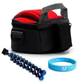 Protective Durable Camcorder Case for JVC GZ- MG750 GZ- MS230 GZ- MG630 Camcorder (Red) + Flexible Sturdy Tripod + Wisdom * Courage Wristband