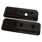 1985-93 Chevy GMC 4.3L V6 Center Bolt Steel Valve Covers w Bolts - Black by CFR Performance