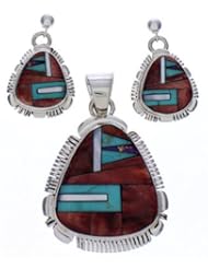 Multicolor Sterling Silver Jewelry Pendant Earrings Set PX29461