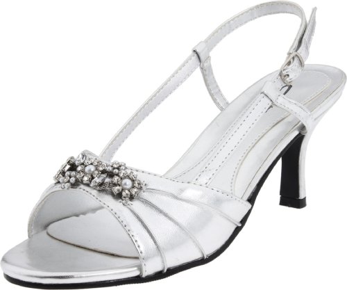 Annie Shoes Women's Lola Slingback Sandal,Silver,7.5 M
