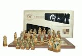 Hand Decorated Celtic Chess Men in box with Folding Board