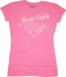 Dirty Dancing juniors women's shirt tee Johnny Castle Taught Me all My Moves Pink