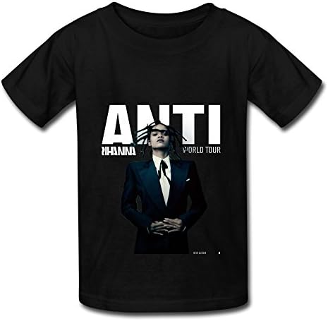 Black Kids T Shirt For Big Boys'Girls' Rihanna Anti World Tour 2016 Fan Logo