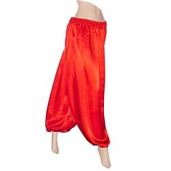 Harem Pants in Bright Red Satin