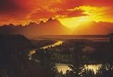 Sunsets - Grand Teton Snake River - Natur Poster Landschafts Foto Sonnenuntergang Grösse 91,5x61 cm