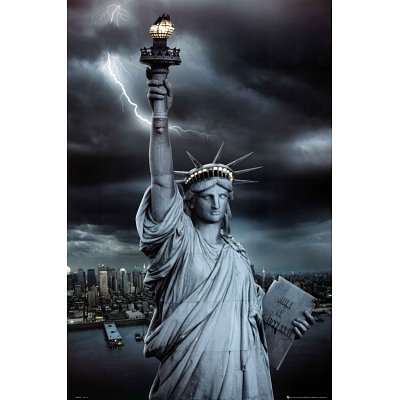 (24x36) Statue of Liberty (Lightning Strike) Art Poster Print