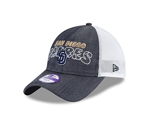 MLB San Diego Padres Kids Denim Stiticher 9TWENTY Trucker Adjustable Cap, Youth, Denim Blue