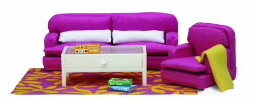 Lundby 60.2051.00 - Smaland: Wohnzimmer, pink (Puppenhausmöbel)