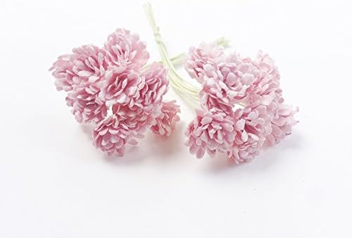 10mm Lilac Gypsophila with Purple Center - 20pcs - Mulberry Paper Flowers with Wire Stems - Great for Miniature Flower Arrangement