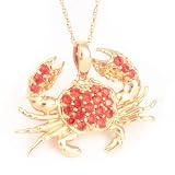 14K Orange & Yellow Sapphire Crab Nautical Pendant