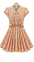 V-neck Summer General Print Above the Knee Mini Dress 