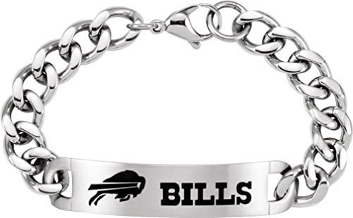 Mens Buffalo Bills Official NFL ID Curb Link Bracelet, 8"