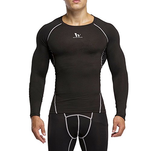 Men's Compression Tight Shirt Base layer Running Shirt Black/Blue
