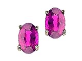 1.00 cts Genuine Oval Pink Tourmaline Earrings - 14kt White or Yellow Gold