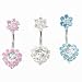 Flower and Heart Austrian Crystal Belly Bar