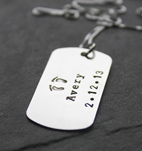 Handmade Dog Tag New Baby Name Necklace - Personalized Sterling Silver Jewelry