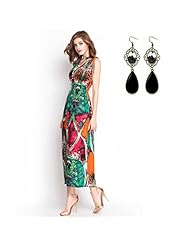 Plus Size Sexy V-neck General Print Polyester Homecoming Dress/Wedding Party Dress/Maxi Dress 