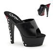 6 Inch Chunky Heel Black Zipper Studded Platform Shoes Open Toe