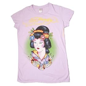 Buy EDHARDY by Christian Audigier Kiss of Death Geisha Tattoo Ladies T-Shirt Lavender Plus by Ed Hardy