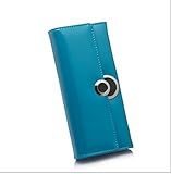 YIYA 選べる 6 色 レディース 長財布 花柄 ボタン おしゃれ かわいい キルティング 加工 ラウンドファスナー 小銭入れ PU レザー 女性 ロング ウォレット (靑)